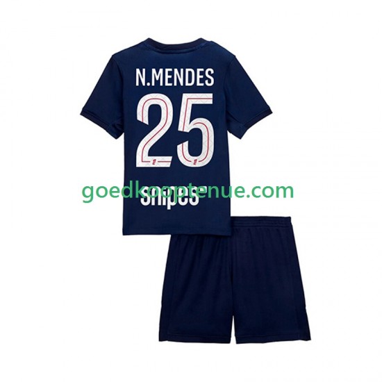 Thuis Tenue van Paris Saint-Germain Nuno Mendes 25 Kind 2-13 jaar 2025-26 Korte Mouw