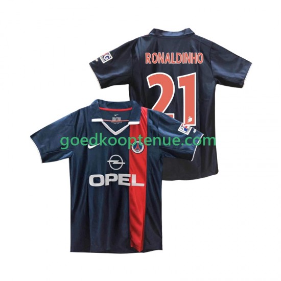 Thuis Retro Tenue van Paris Saint-Germain RONALDINHO 21 2001 Heren 2002 Korte Mouw