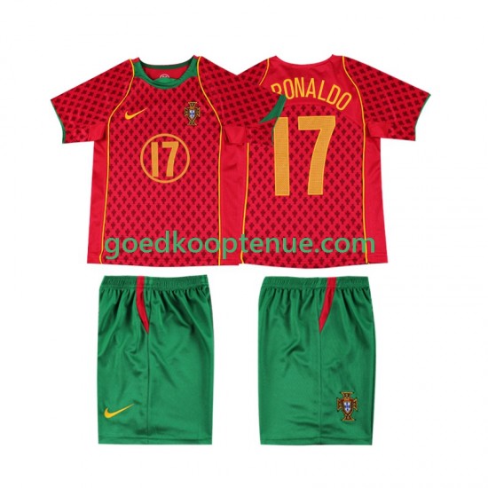 Thuis Retro Tenue van Portugal Cristiano Ronaldo 17 Kind 2-13 jaar 2004 Korte Mouw