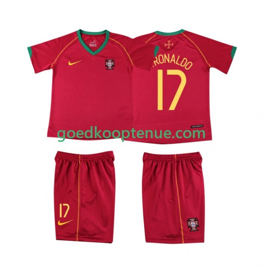 Thuis Retro Tenue van Portugal Cristiano Ronaldo 17 Kind 2-13 jaar 2006 Korte Mouw