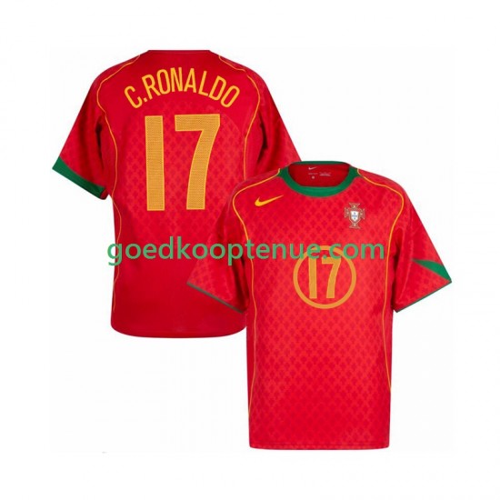 Thuis Retro Tenue van Portugal Cristiano Ronaldo 17 Heren 2004 Korte Mouw