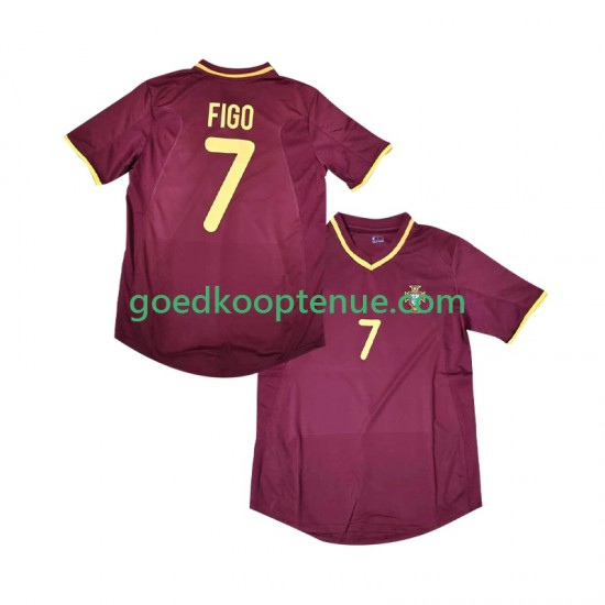 Thuis Retro Tenue van Portugal Figo 7 2000 Heren Korte Mouw