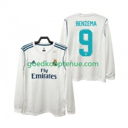 Thuis Retro Tenue van Real Madrid BENZEMA 9 2017 2018 Heren Lange Mouw