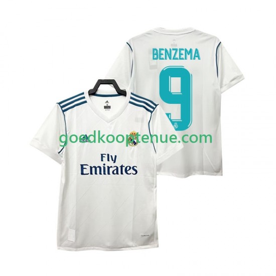 Thuis Retro Tenue van Real Madrid BENZEMA 9 2017 2018 Heren Korte Mouw