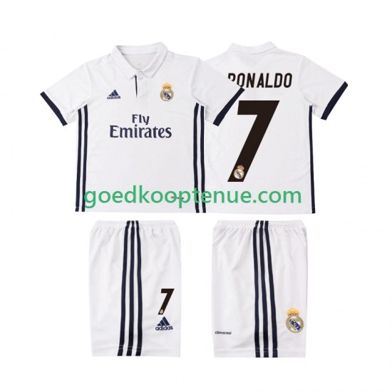Thuis Retro Tenue van Real Madrid Cristiano Ronaldo 7 2016 2017 Kind 2-13 jaar Korte Mouw