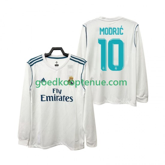 Thuis Retro Tenue van Real Madrid MODRIC 10 2017 2018 Heren Lange Mouw
