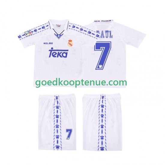 Thuis Retro Tenue van Real Madrid RAUL 7 1996 1997 Kind 2-13 jaar Korte Mouw