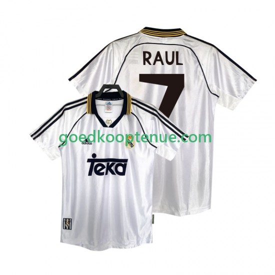 Thuis Retro Tenue van Real Madrid RAUL 7 2000 Heren 1998 Korte Mouw