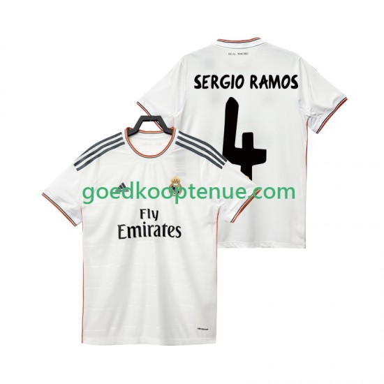 Thuis Retro Tenue van Real Madrid SERGIO RAMOS 4 2013 2014 Heren Korte Mouw