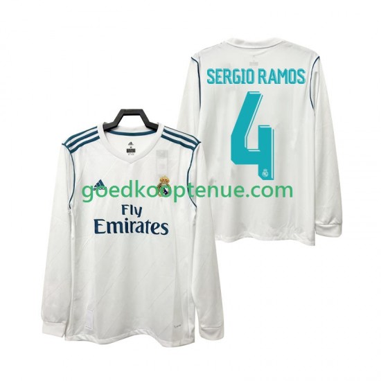 Thuis Retro Tenue van Real Madrid SERGIO RAMOS 4 2017 2018 Heren Lange Mouw