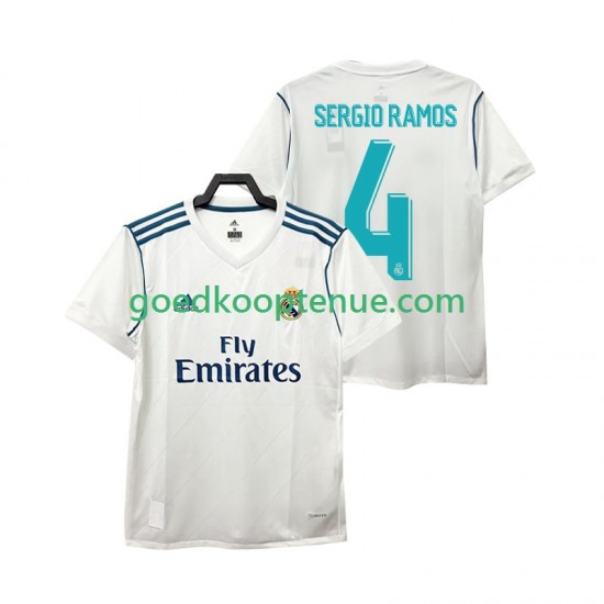 Thuis Retro Tenue van Real Madrid SERGIO RAMOS 4 2017 2018 Heren Korte Mouw