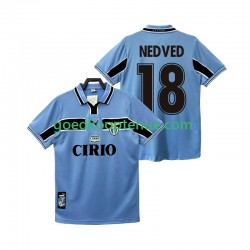 Thuis Retro Tenue van SS Lazio NEDVED 18 Heren 1998 1999 Korte Mouw