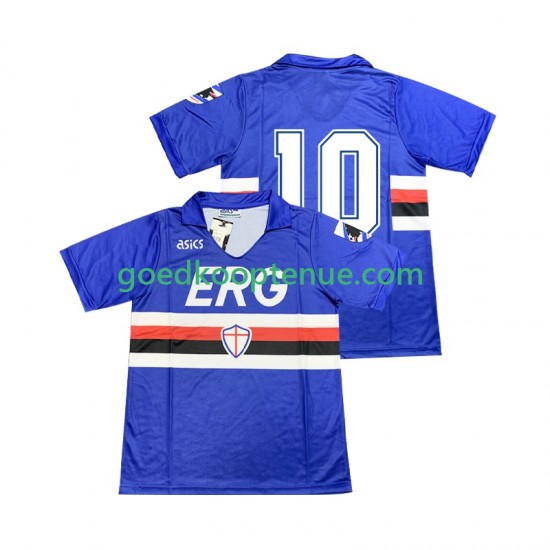 Thuis Retro Tenue van Sampdoria 10 1990 1991 Heren Korte Mouw