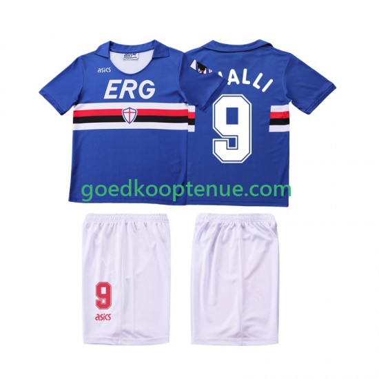 Thuis Retro Tenue van Sampdoria VIALLI 9 1990 1991 Kind 2-13 jaar Korte Mouw