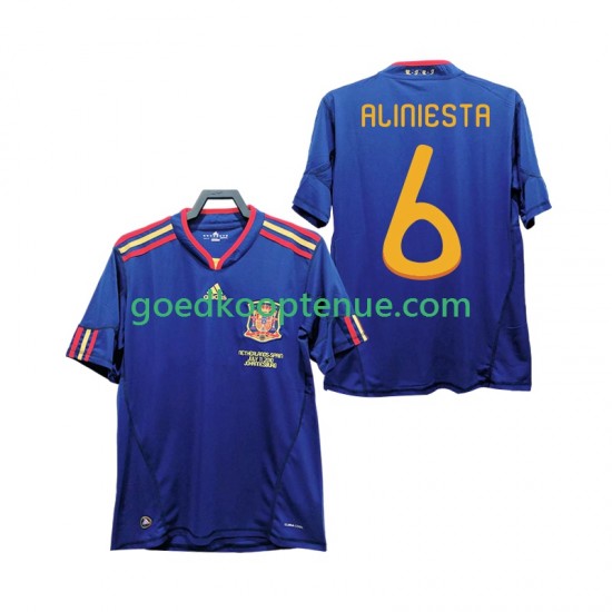 Uit Retro Tenue van Spanje Andres Iniesta 6 Heren 2010 Korte Mouw