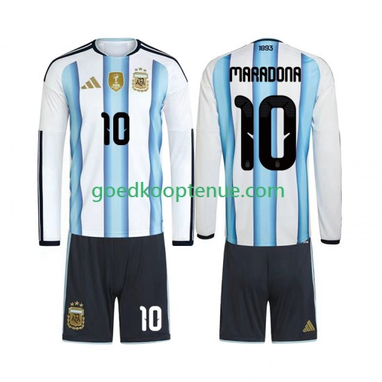 Thuis Tenue van Argentinië Maradona 10 Kind 2-13 jaar WK 2026 Lange Mouw