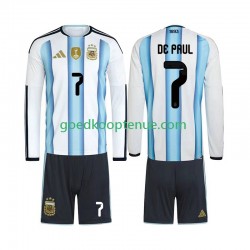 Thuis Tenue van Argentinië Rodrigo De Paul 7 Kind 2-13 jaar WK 2026 Lange Mouw