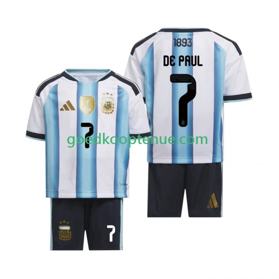 Thuis Tenue van Argentinië Rodrigo De Paul 7 Kind 2-13 jaar WK 2026 Korte Mouw