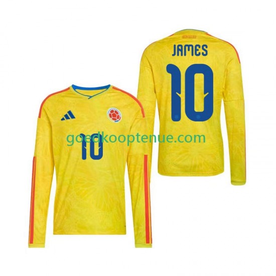 Thuis Tenue van Colombia James Rodriguez 10 Heren WK 2026 Lange Mouw