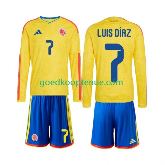 Thuis Tenue van Colombia Luis Diaz 7 Kind 2-13 jaar WK 2026 Lange Mouw