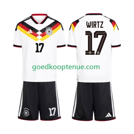 Thuis Tenue van Duitsland Florian Wirtz 17 Kind 2-13 jaar WK 2026 Korte Mouw