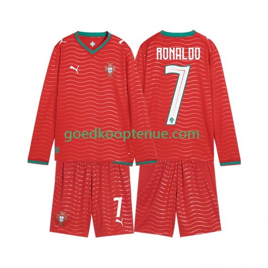 Thuis Tenue van Portugal Cristiano Ronaldo 7 Kind 2-13 jaar WK 2026 Lange Mouw