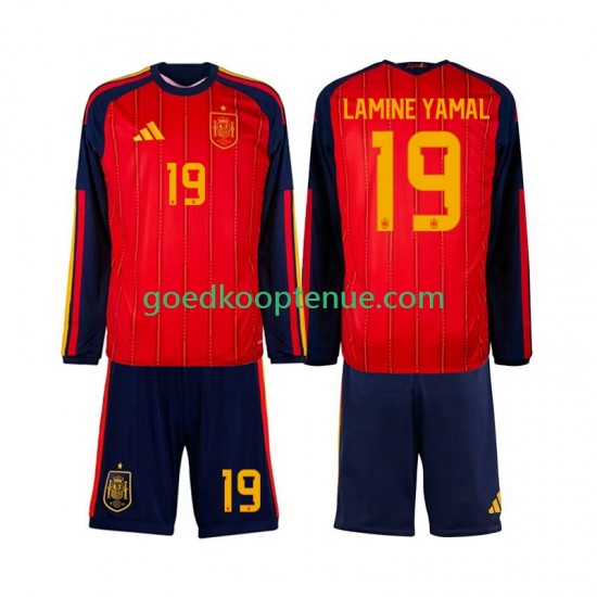 Thuis Tenue van Spanje Lamine Yamal 19 Kind 2-13 jaar WK 2026 Lange Mouw