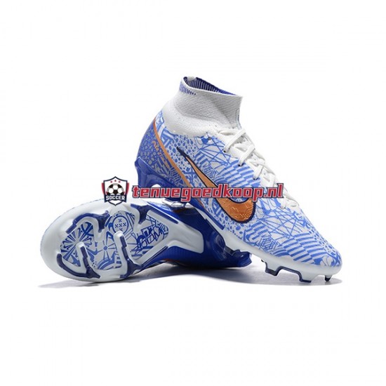 Voetbalschoenen Nike Air Zoom Mercurial Superfly IX Elite FG Goud Blauw Wit