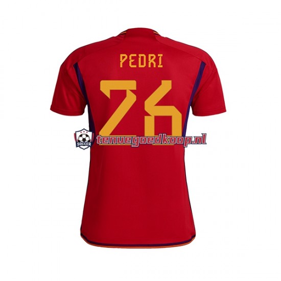 Thuis Tenue van Spanje PEDRI 26 Heren WK 2022 Korte Mouw Thuis Tenue van Spanje PEDRI 26 Heren WK 2022 Korte Mouw