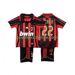 Thuis Retro Tenue van AC Milan KAKA 22 Kind 2-13 jaar 2006-2007 Korte Mouw