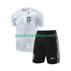 Thuis Brazilië JESUS Football Shirts Kind 2-13 jaar 2024-25 Korte Mouw Wit