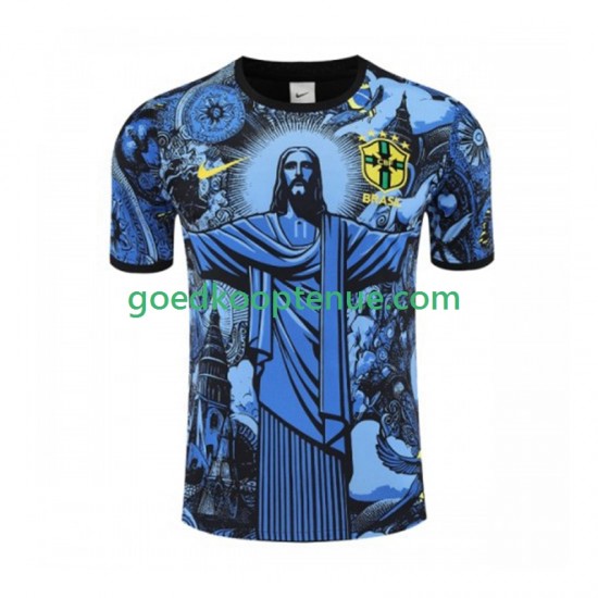 Thuis Tenue van Brazilië Jesus Heren 2024-25 Korte Mouw Blauw Thuis Tenue van Brazilië Jesus Heren 2024-25 Korte Mouw Blauw