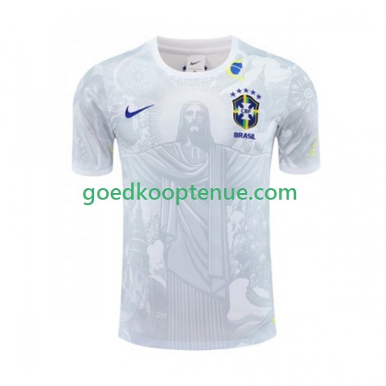 Thuis Tenue van Brazilië Jesus Heren 2024-25 Korte Mouw Wit Thuis Tenue van Brazilië Jesus Heren 2024-25 Korte Mouw Wit