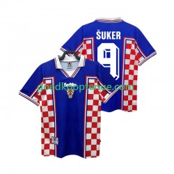Uit Retro Tenue van Kroatië SUKER 9 Heren 1998 Korte Mouw