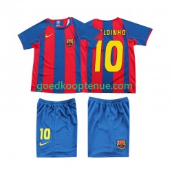 Thuis Retro Tenue van FC Barcelona RONALDINHO 10 Kind 2-13 jaar 2004 Korte Mouw