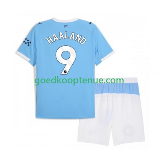 Thuis Tenue van Manchester City Erling Haaland 9 Kind 2-13 jaar 2025-26 Korte Mouw