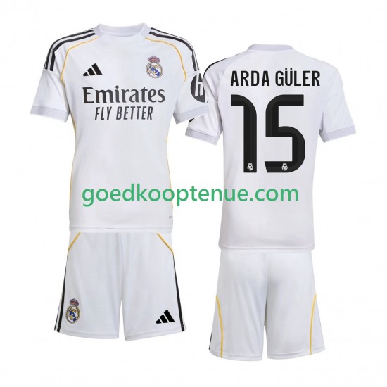 Thuis Tenue van Real Madrid Arda Guler 15 Kind 2-13 jaar 2025-26 Korte Mouw Thuis Tenue van Real Madrid Arda Guler 15 Kind 2-13 jaar 2025-26 Korte Mouw