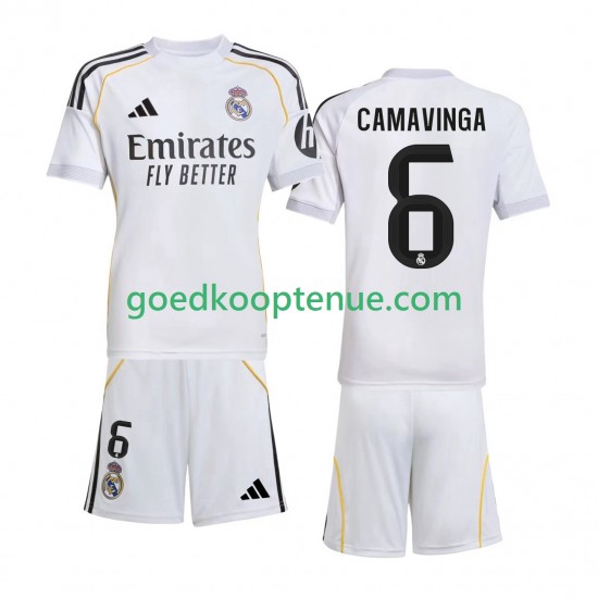 Thuis Tenue van Real Madrid Camavinga 6 Kind 2-13 jaar 2025-26 Korte Mouw Thuis Tenue van Real Madrid Camavinga 6 Kind 2-13 jaar 2025-26 Korte Mouw