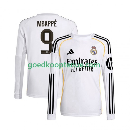 Thuis Tenue van Real Madrid Kylian Mbappe 9 Heren 2025-26 Lange Mouw Thuis Tenue van Real Madrid Kylian Mbappe 9 Heren 2025-26 Lange Mouw