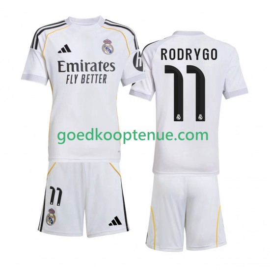 Thuis Tenue van Real Madrid Rodrygo 11 Kind 2-13 jaar 2025-26 Korte Mouw Thuis Tenue van Real Madrid Rodrygo 11 Kind 2-13 jaar 2025-26 Korte Mouw
