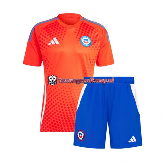 Uit Tenue van Chili Copa America Kind 2-13 jaar 2024 Korte Mouw Wit Uit Tenue van Chili Copa America Kind 2-13 jaar 2024 Korte Mouw Wit