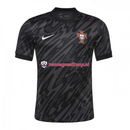 Uit Tenue van Portugal Keepersshirt Heren EK 2024 Korte Mouw Zwart