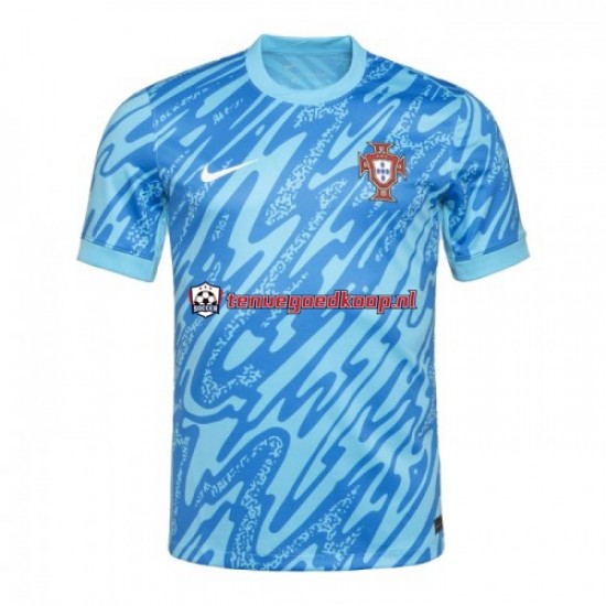 3de Tenue van Portugal Keepersshirt Heren EK 2024 Korte Mouw Blauw