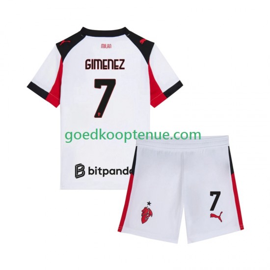 Uit Tenue van AC Milan Santiago Gimenez 7 Kind 2-13 jaar 2025-26 Korte Mouw