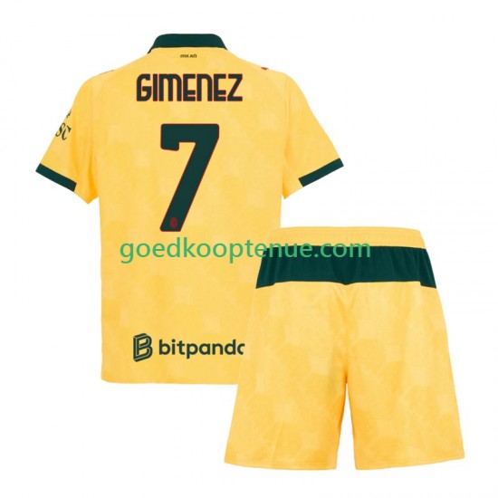 3de Tenue van AC Milan Santiago Gimenez 7 Kind 2-13 jaar 2025-26 Korte Mouw