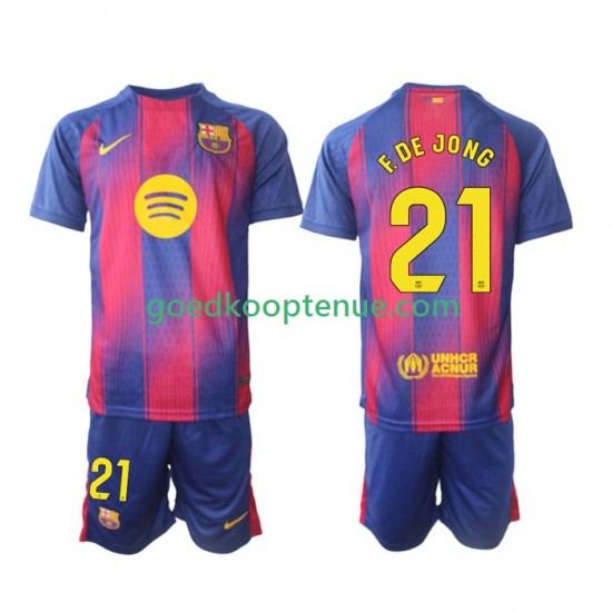 Thuis Tenue van FC Barcelona Frenkie de Jong 21 Kind 2-13 jaar 2025-26 Korte Mouw