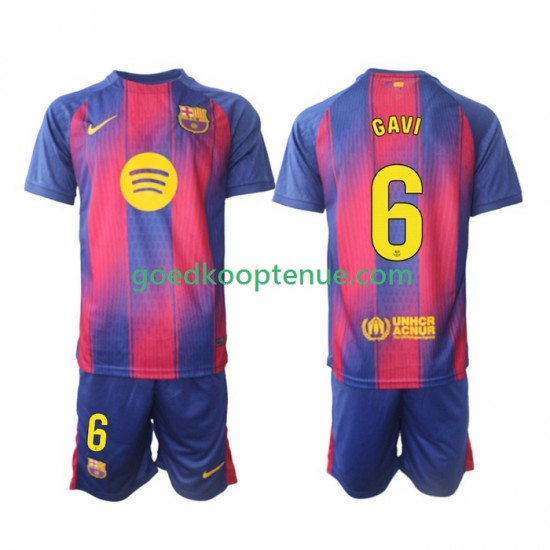 Thuis Tenue van FC Barcelona Gavi 6 Kind 2-13 jaar 2025-26 Korte Mouw