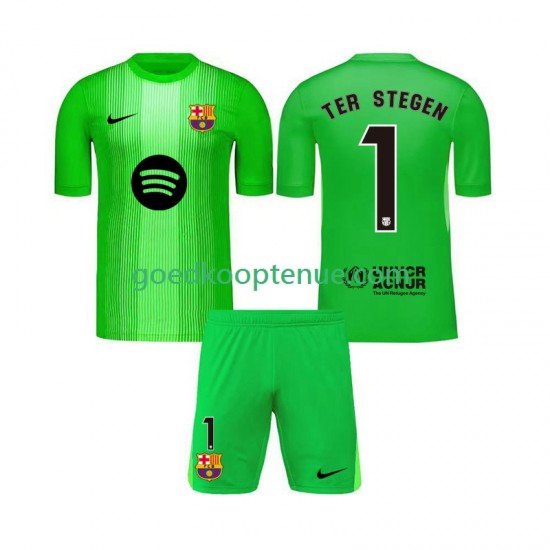 Thuis Tenue van FC Barcelona Keepersshirt Ter Stegen 1 Kind 2-13 jaar 2025-26 Korte Mouw