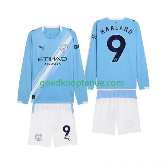 Thuis Tenue van Manchester City Erling Haaland 9 Kind 2-13 jaar 2025-26 Lange Mouw