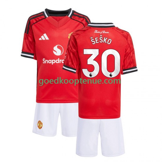 Thuis Tenue van Manchester United Benjamin Sesko 30 Kind 2-13 jaar 2025-26 Korte Mouw